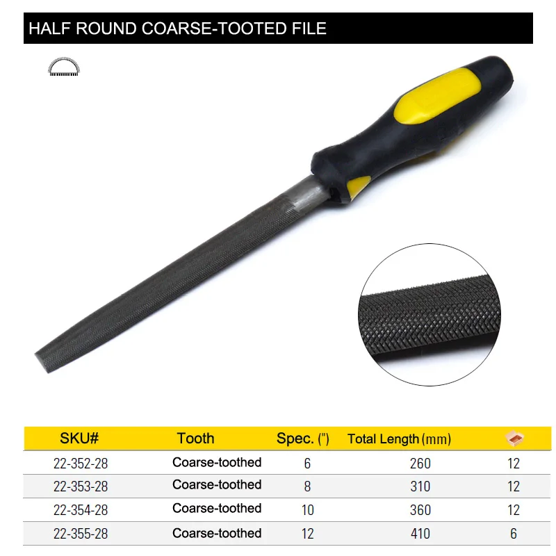 22-352 half-round Coarse-toothed file size