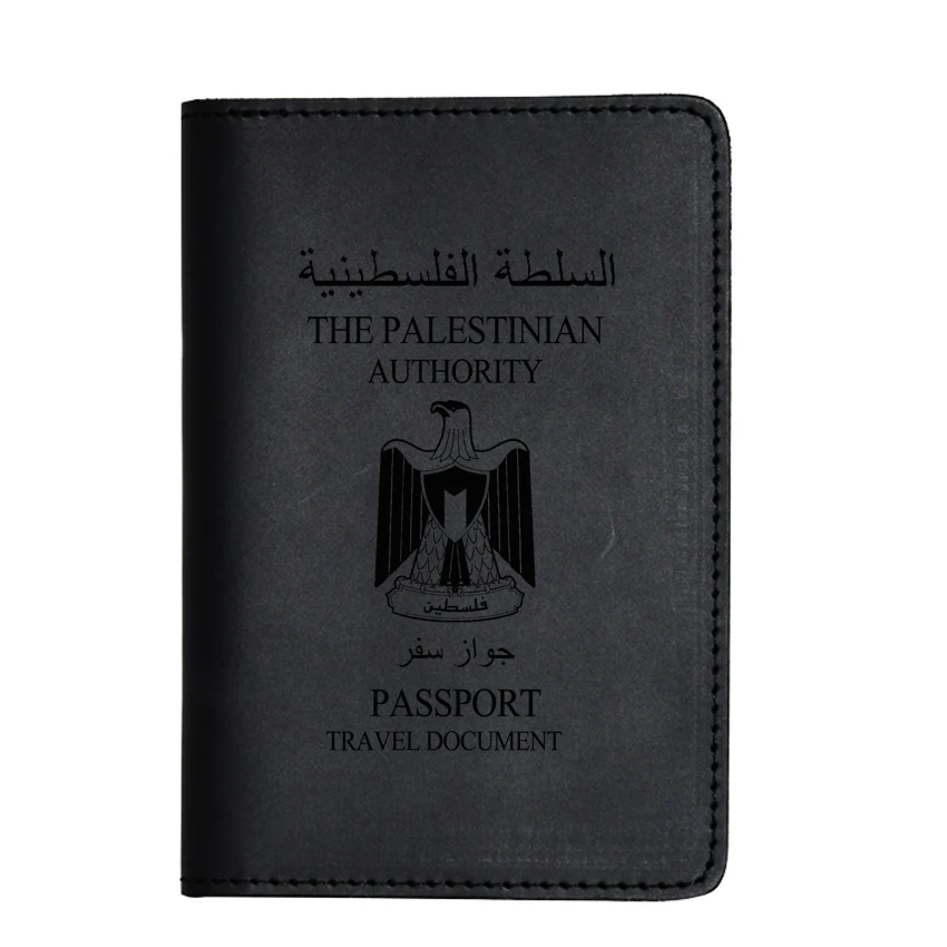 

Palestine Passport Cover Simple Leather Passport Holders Custom Name Travel travel document Men Passport Cover