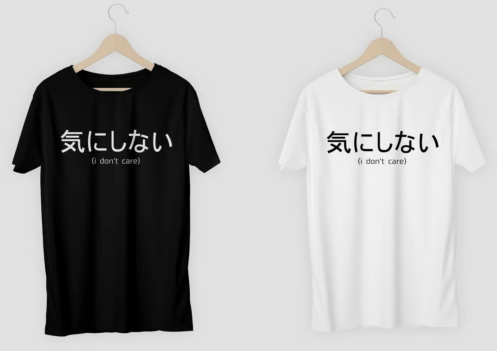 I don't care футболка Японская kawaii модная одежда kanji унисекс Минималистичная Новая