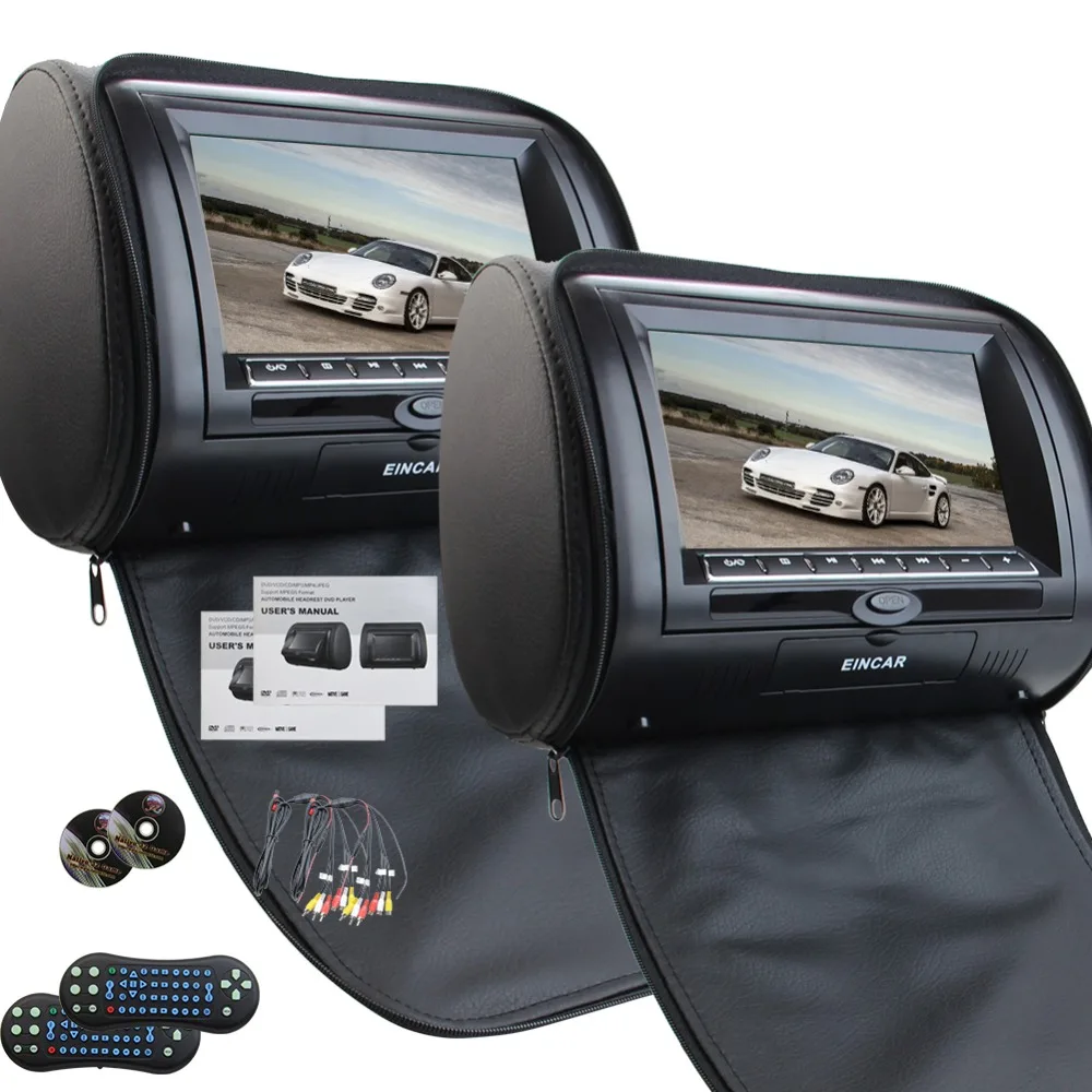 

Universal Pair of Car Headrests with 7 Inch Dual DVD Player for Car Support USB SD IR FM Transmitter EinCar 7 Inch LCD Dual