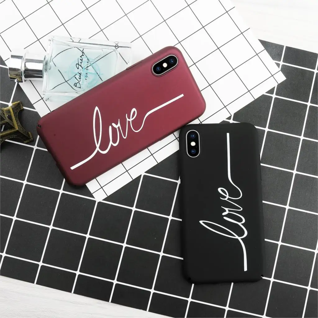 

Rocketek Cute Words Love Phone Case for iPhone 6s 6 7 8 Matte Hard Plastic For iPhone x 6 7 8 Plus Protective back cover