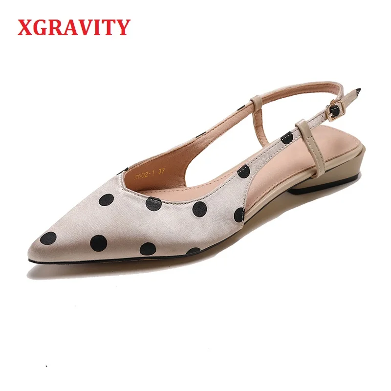 

XGRAVITY 2019 European American Flat Pointed Toe Casual Fashion Flat Sandals Designer Women V Design All Match Simple Shoes A140