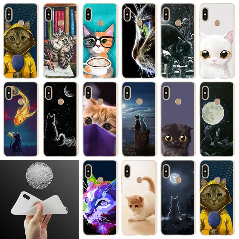 

Phone Case For Xiaomi Redmi Note 8 7 6 5 Pro redmi 7 8 A 6pro 6a s2 5a 4a 4x y3 5plus 7A Cover Cute Cat Kitty Fishes Space Meow