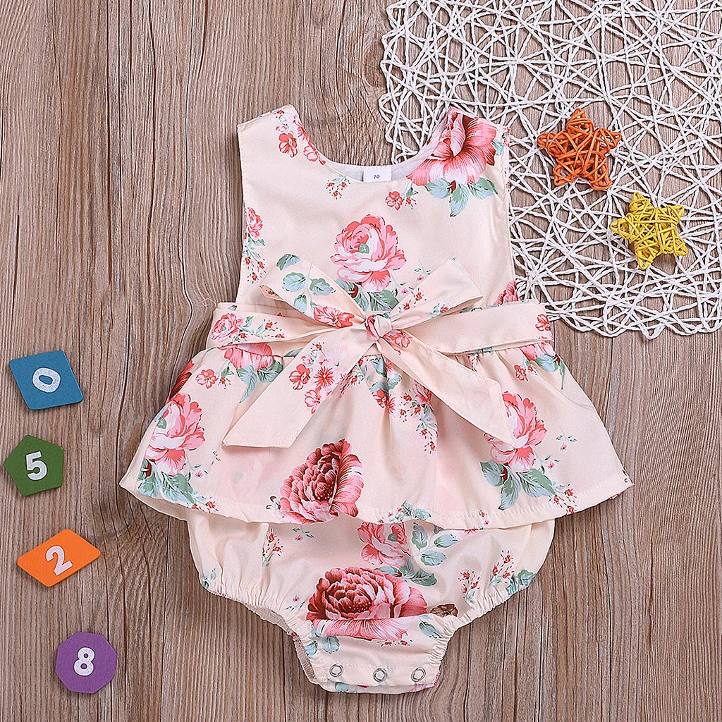 

Newborn Infant Baby Girl Floral Print Romper Bodysuit Bowknot Outfits Clothes ensemble fille vestido infantil robe fille