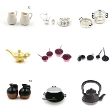 1:12 Кукольный домик миниатюрная кухонная утварь посуда для приготовления пищи мини-горшок котёл сковородка с крышкой кофейные чайные чашки керамический горшок Игровая кухня игрушка