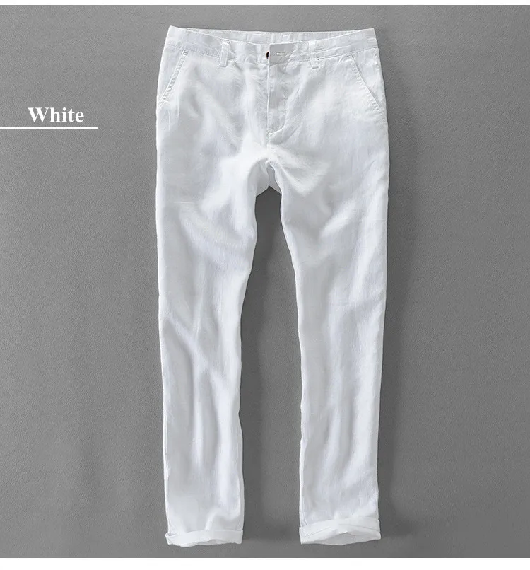 100% Quality Pure Linen Casual Pants Men Brand Long Trousers Men Business Fashion Pants For Men Pantalones Pantaloni Un Pantalon casual pants for men