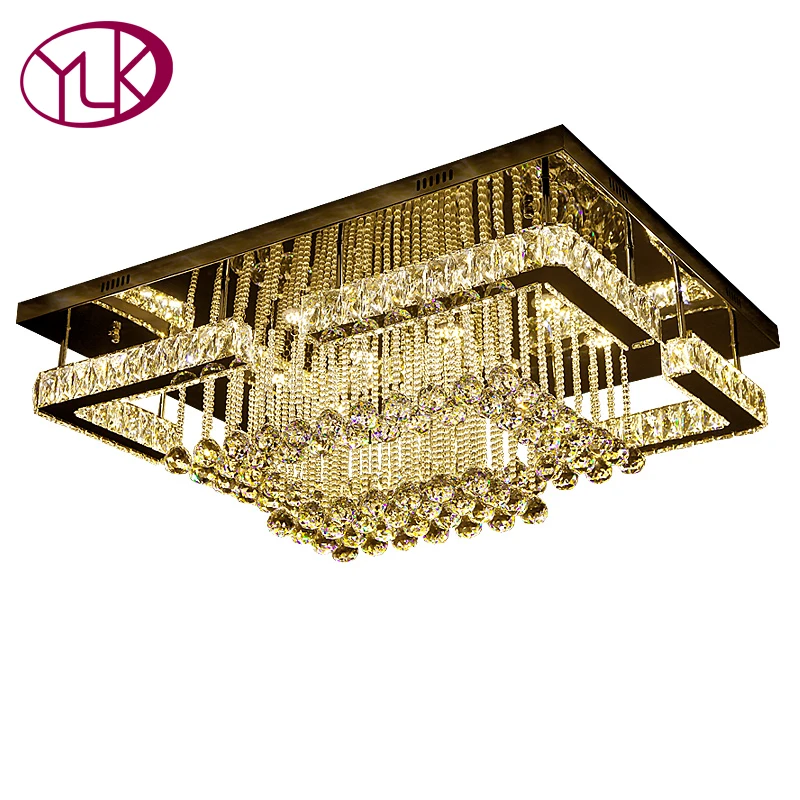 

Youlaike Modern LED Crystal Ceiling Light For Living Room Large Rectangle Home Crystal Lamp Lustres De Cristal