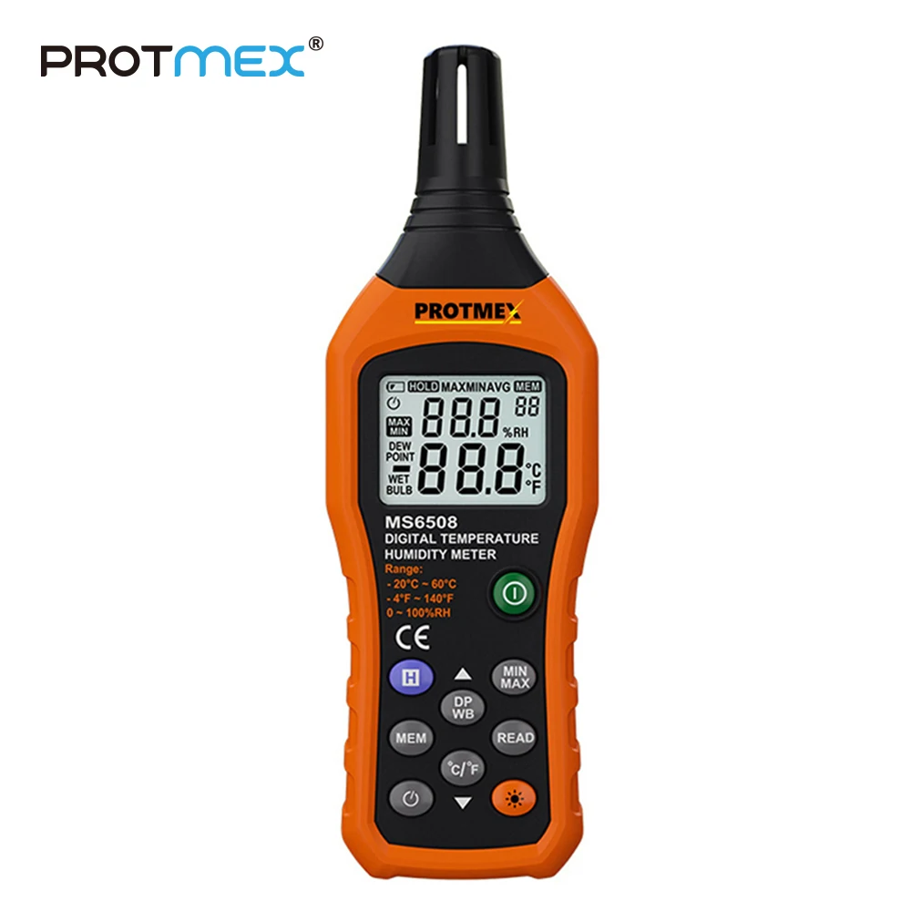 

PROTMEX Digital Temperature Humidity Meter Ambient/Wet -bulb/Dew Point Temperature Moisture Tester Thermo-Hygrometer