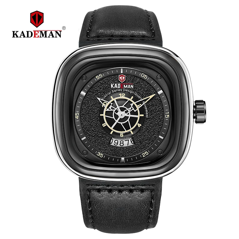 Топ бренд квадратные часы мужские спортивные часы Роскошные Звездные кварцевые наручные часы KADEMAN 3TAM Бизнес повседневные Relogio Masculino