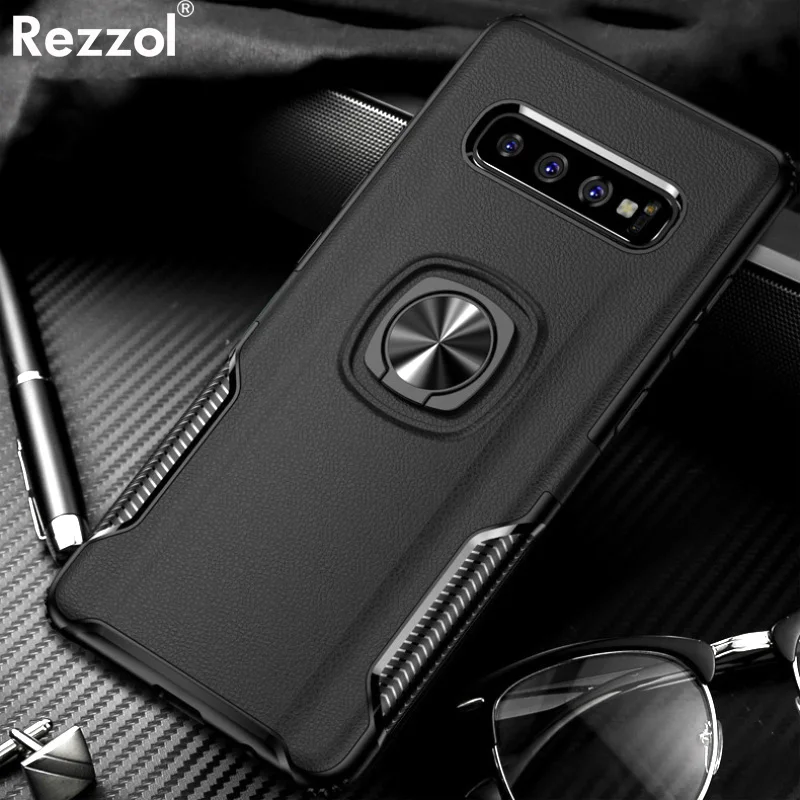 

For Samsung Galaxy A7 A8 A9 J4 J6 J8 A8 Plus 2018 Note 8 S8 S9 Plus Note 9 Case Metal Ring Silicone Car Stand Case Car Holder