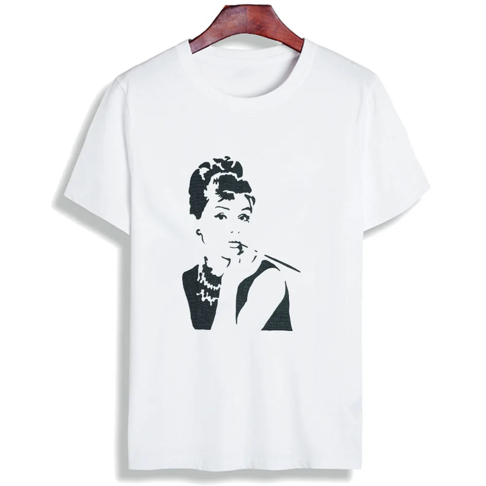 

Fashion Short Sleeve T Shirt Retro Audrey Hepburn Motivation Printed 100% Cotton Top Tees Women O Neck T-Shirt Unisex TShirt