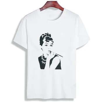 

Fashion Short Sleeve T Shirt Retro Audrey Hepburn Motivation Printed 100% Cotton Top Tees Women O Neck T-Shirt Unisex TShirt
