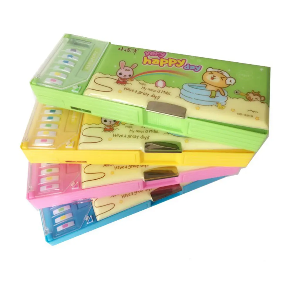 Multifunctional stationery box pencil box cartoon double faced
