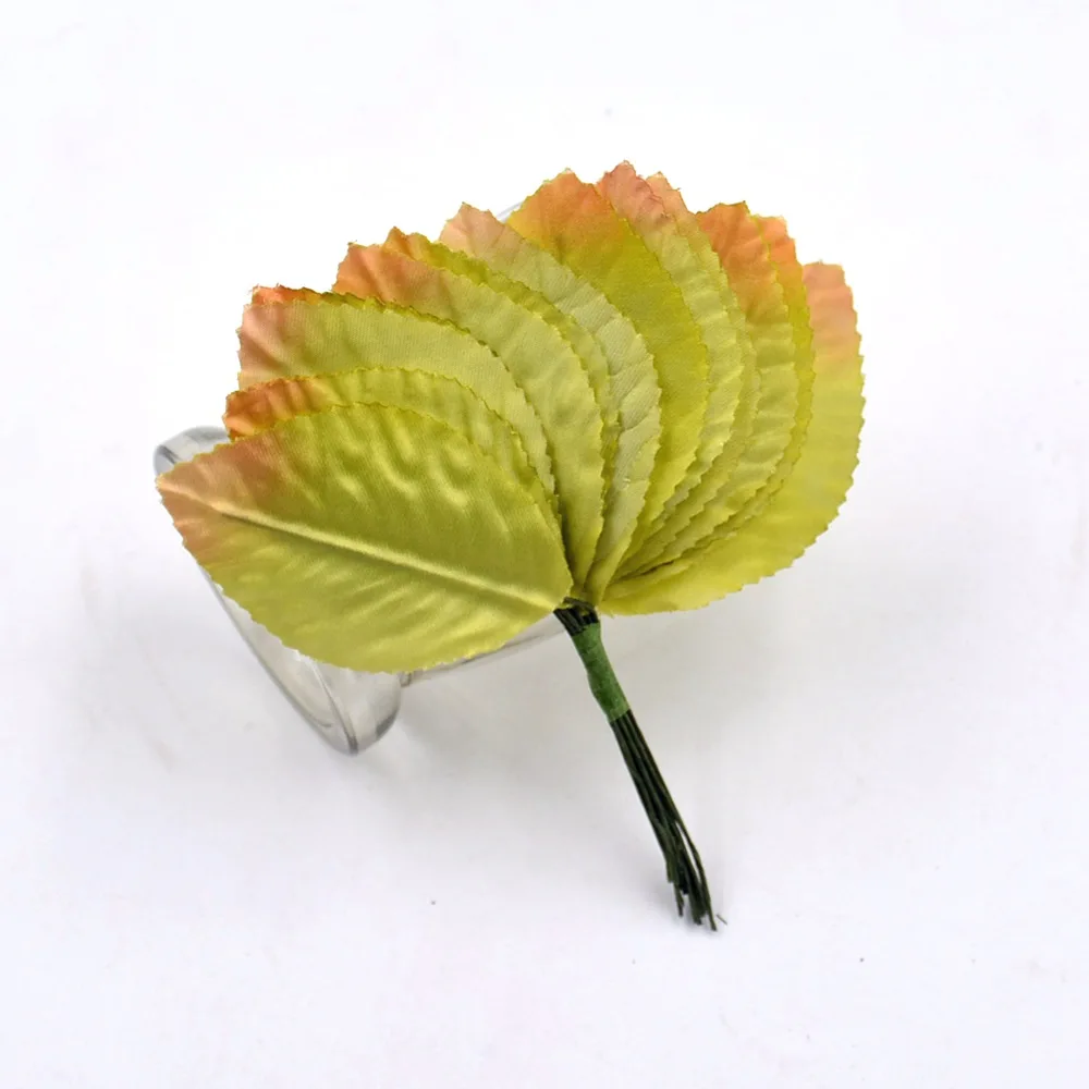 

24pcs artificial silk leaves bouquets wedding decorations DIY wreaths cut sticks rose leaves decorative craft fake flowers