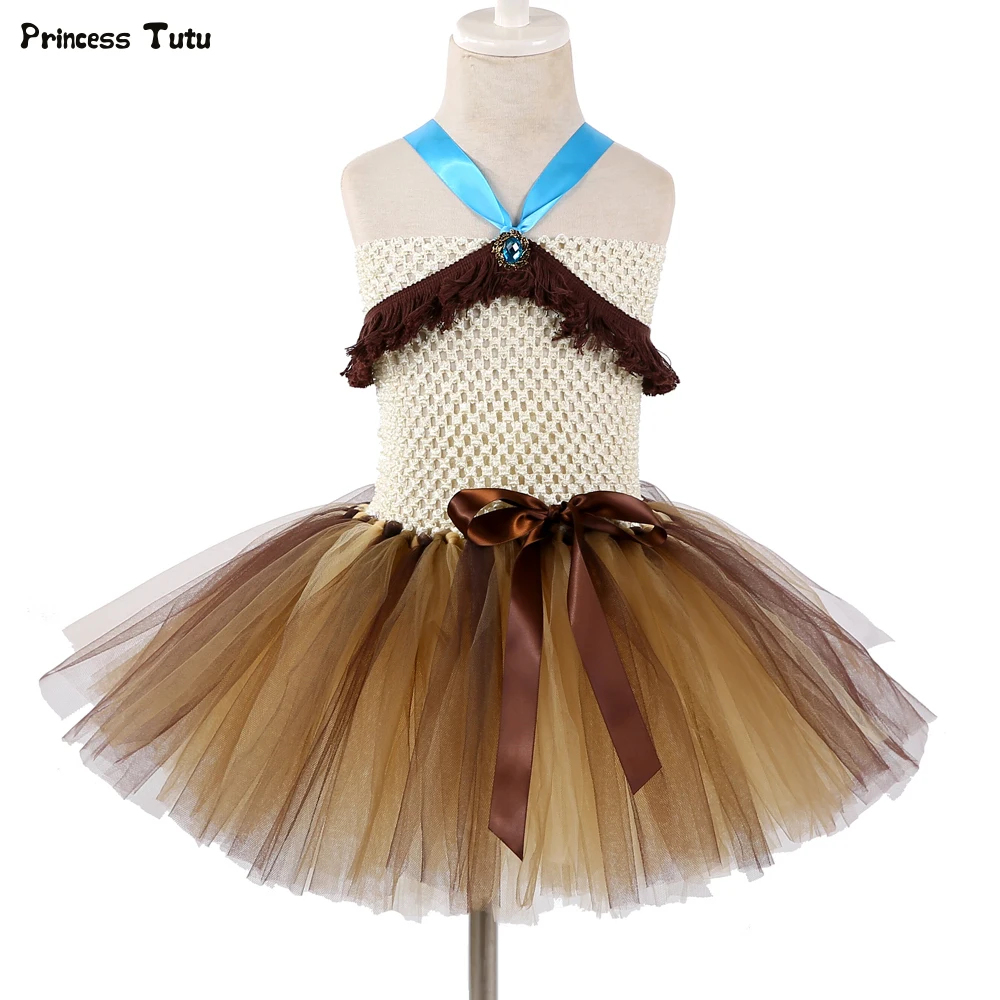 

Pocahontas Princess Tutu Dress Native American Indian Girls Fancy Dress for Children Kids Carnival Halloween Party Dress Costume