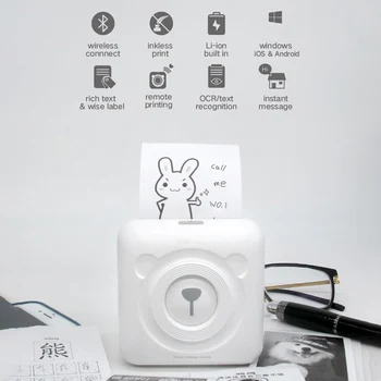 

kebidumei Bluetooth Printer For iOS Android Windows 57mm Mini Thermal Photo Printer For Mobile Phone Portable Pocket Printer