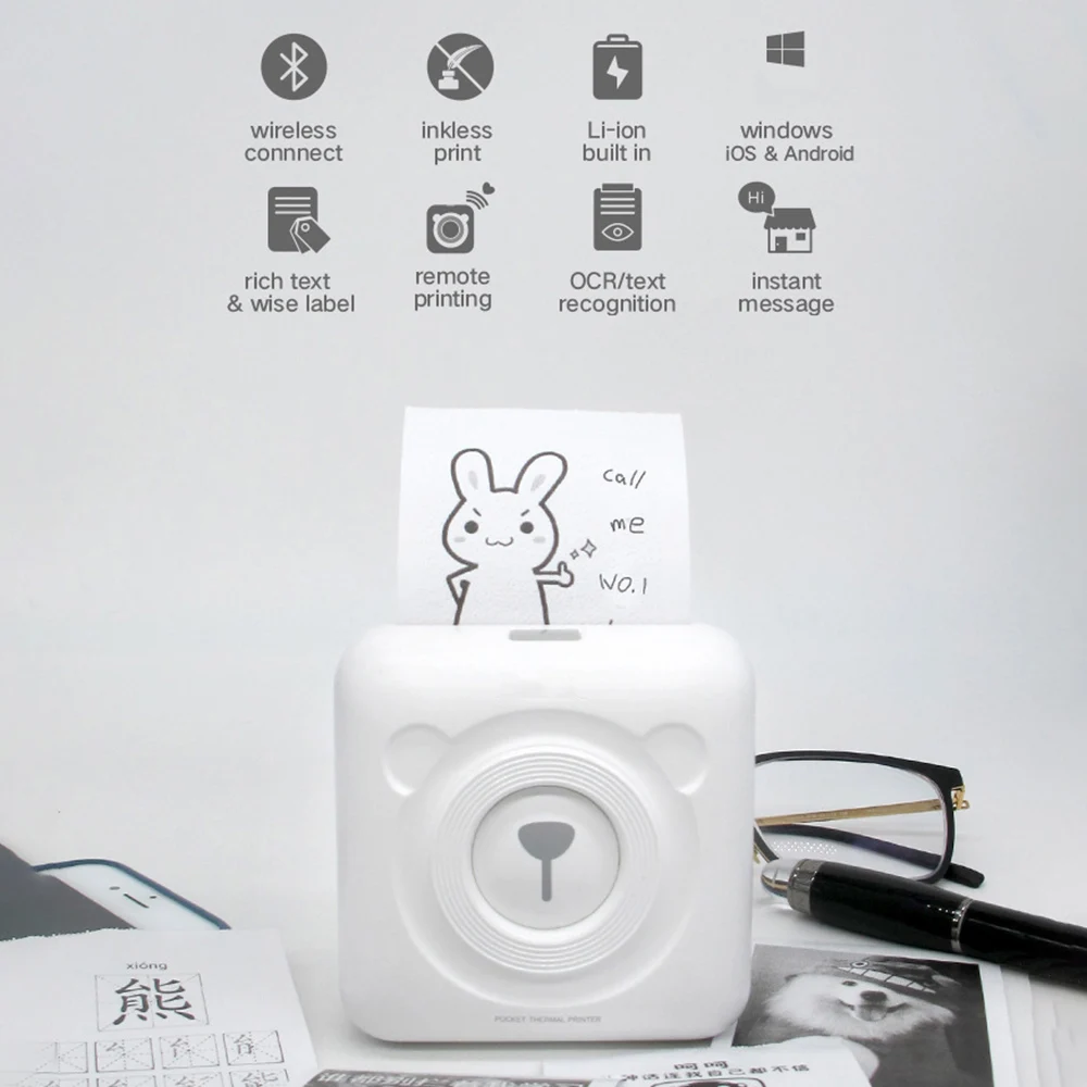 Портативный карманный принтер kebidumei Bluetooth Мини термопринтер для фотографий на