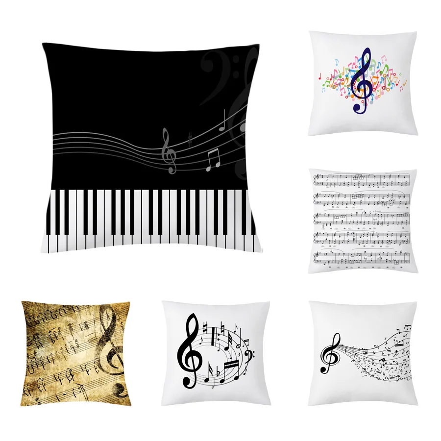 

YWZN Creative Music Notes Cushion Cover Musical Note Printing Throw Pillow Case Cushion Cover Home Decoration Pillowcase