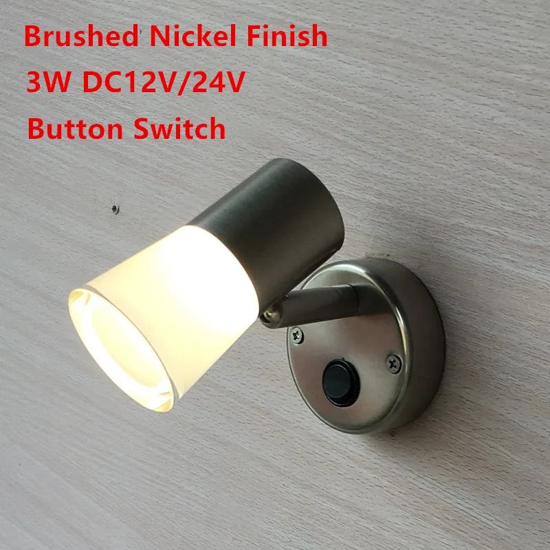 جديد وصول topoch 12 فولت القافلة أضواء مع التبديل على/قبالة النيكل اللون مدمج امدادات الطاقة أدى 3 واط 200lm الضوء دون وهج