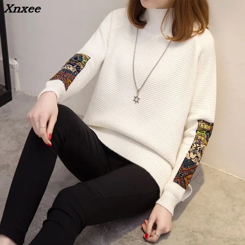 Half downneck female winter sweater shirt when the Korean version of the new thick loose sweater female head Xnxee