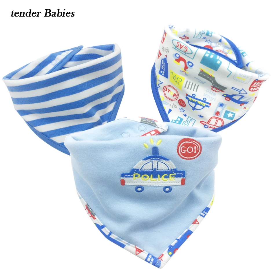 

3Pcs/Lot Cotton Printed Bibs Infant Baby Boy Girl Bibs Neckerchief Bandana Newborn Burp Cloths Feeding Saliva Towel Boys Bibs