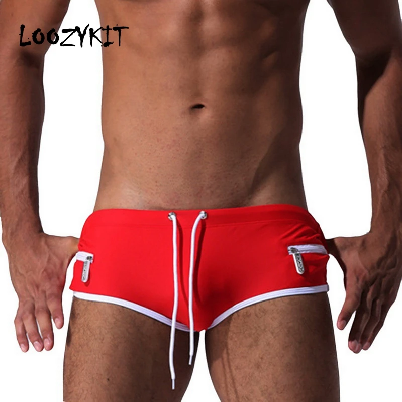 

Loozykit 2019 Summer Men's Beach Swimming Shorts Zipper Drawstring Board Shorts Bathing Short Pants Man Sea Costume