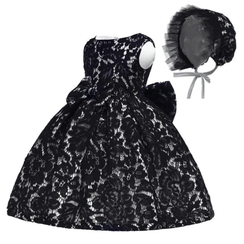 Платье для крещения для маленьких девочек Кружевное платье-пачка принцессы без рукавов для маленьких девочек от 0 до 24 месяцев, платье для первого дня рождения платье для дня рождения, Vestido - Цвет: Black