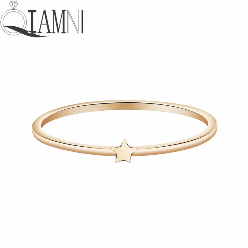 

QIAMNI Simple Tiny Star Finger Rings Men Women Accessories Fashion Geometric Knuckle Toe Rings Birthday Jewelry Gift Bague Femme