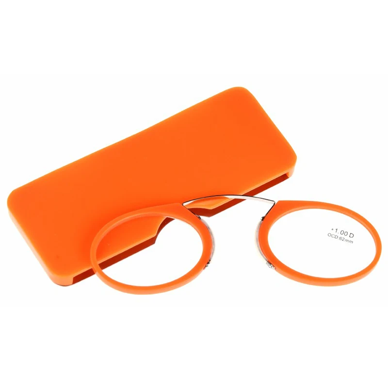 Guanhao титана магнитные очки для чтения с Чехол Зажим Для Носа Круглый Оптические очки диоптрий рецепт очки для чтения - Цвет оправы: Оранжевый
