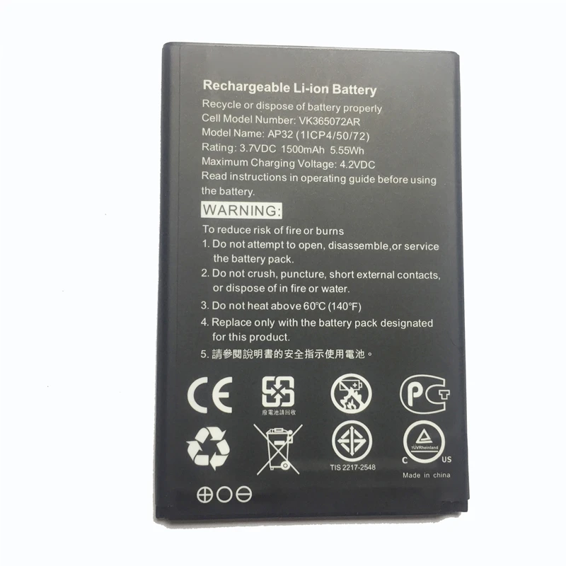 100% Новинка 1500 мАч AP32 VK365072AR батарея для acer Liquid Z130 Duo Z3 Dual SIM (1ICP4/50/72) батареи