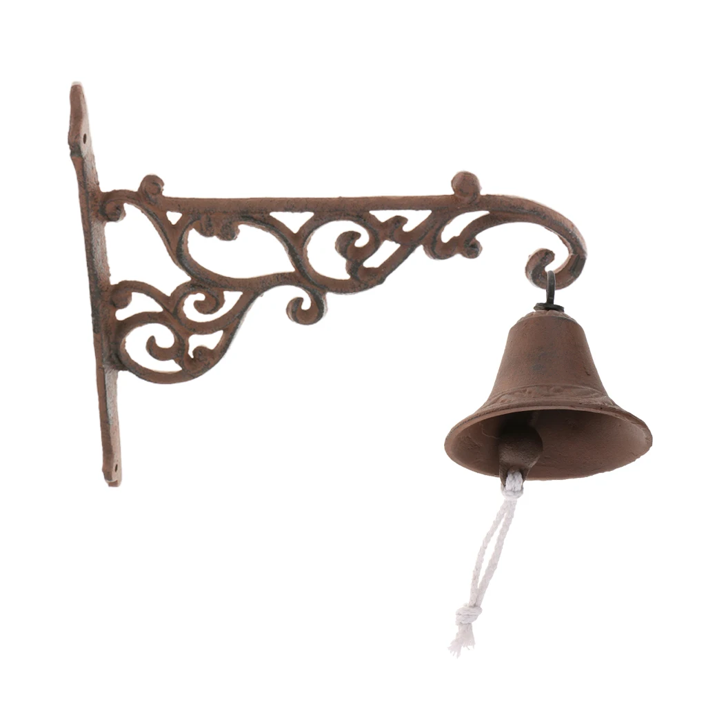 Vintage Style Brown Metal Iron Doorbell Wall Mounted Garden Home Yard Decoration, Little Bells