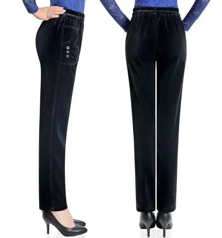 Новые осенние и зимние женские вельветовые брюки плюс бархатные брюки размера плюс 4xl с высокой эластичной талией Прямые брюки
