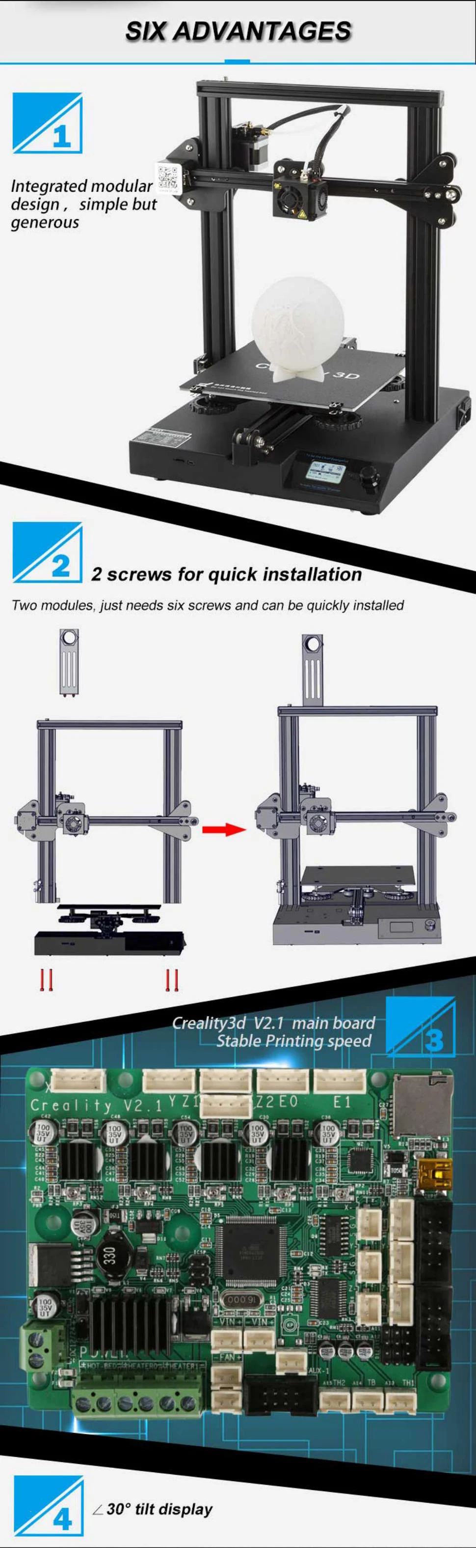 Creality CR-20 3d принтер, MK-10 для печати, экструдер 220X220X250 мм V2.1, обновление