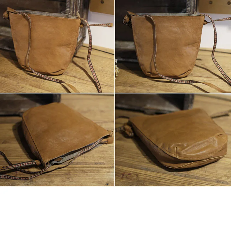 AETOO New women's bag Korean version of the wild art retro soft leather shoulder bag bucket small bag sheepskin Messenger bag