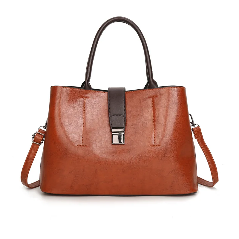 

High Quality Women Leather Handbags 2019 New Elegant Shoulder Bag Oil Wax PU Leather Tote Bags for Women Crossbody