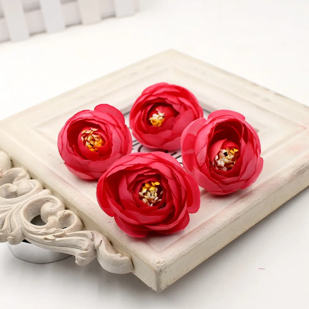 20 шт. искусственные цветы шелк мини небольшой чайный бутон для свадьбы украшения дома ручной работы Флорес ткань шляпа интимные аксессуары ремесло цветок - Цвет: rose Red