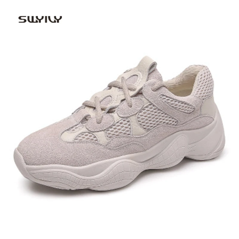 SWYIVY Women Jogging Shoes Mesh Breathable Ladies Sneakers 2018 New Lace-up Non-slip Running Shoes For Female Light Weight