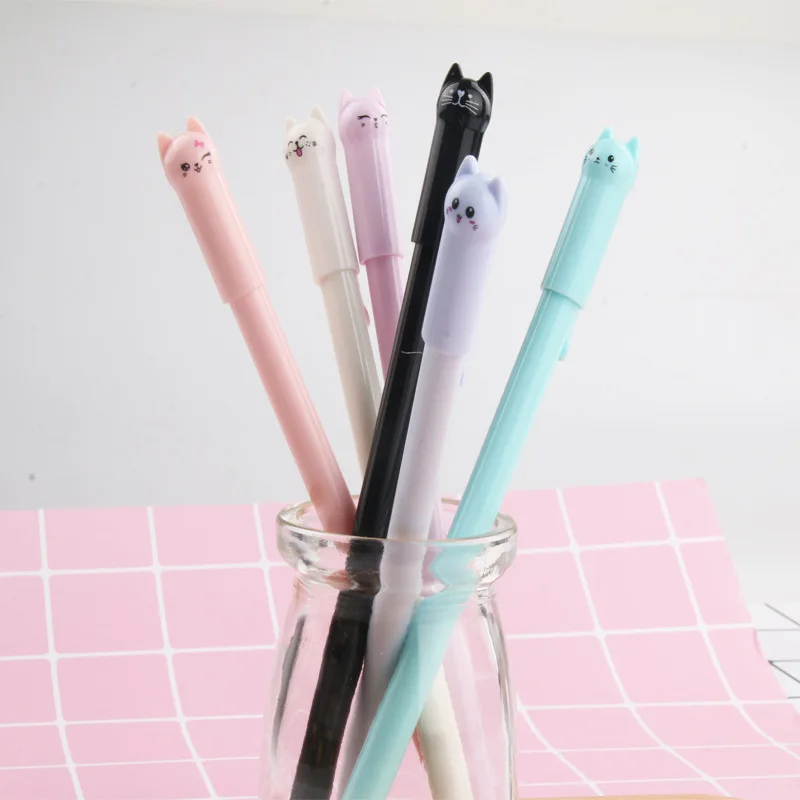 M2 креативные корейские Канцтовары для обучения, кошачьи колпачки, гелевая ручка для моделирования, водные цвета, черный, белый, школьные принадлежности, школьные принадлежности