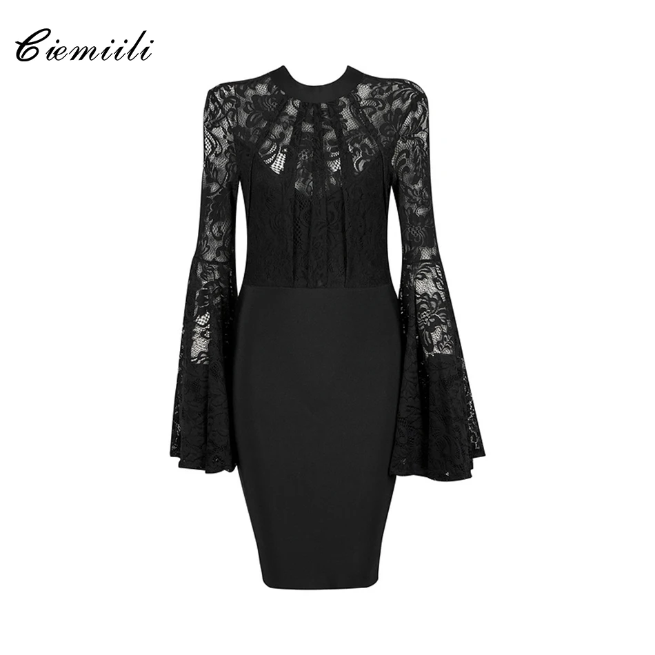 Платье С Кружевными Расклешенными Рукавами Купить