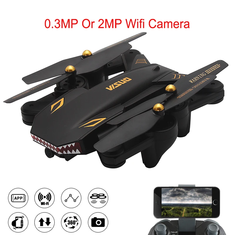 

Xs809W Upgraded Version Drone XS809S Shark Foldable Selfie RC Helicopter With Camera Altitude Hold FPV WiFi Quadcopter Toys