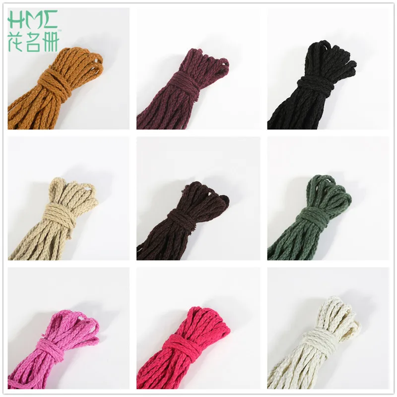 5yards 19 Colors 6mm Polyester Cotton Rope Craft Decorative Twisted Cord Rope For Handmade Decoration DIY Lanyard Thread Cord