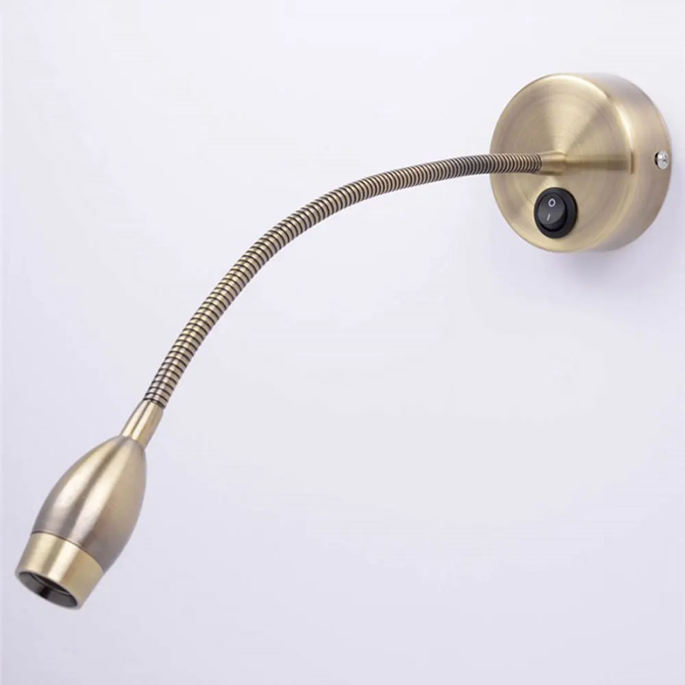 AC100 240V 3W Bronze led wall light hose flexible neck spotlight wall mounted white or warm ...