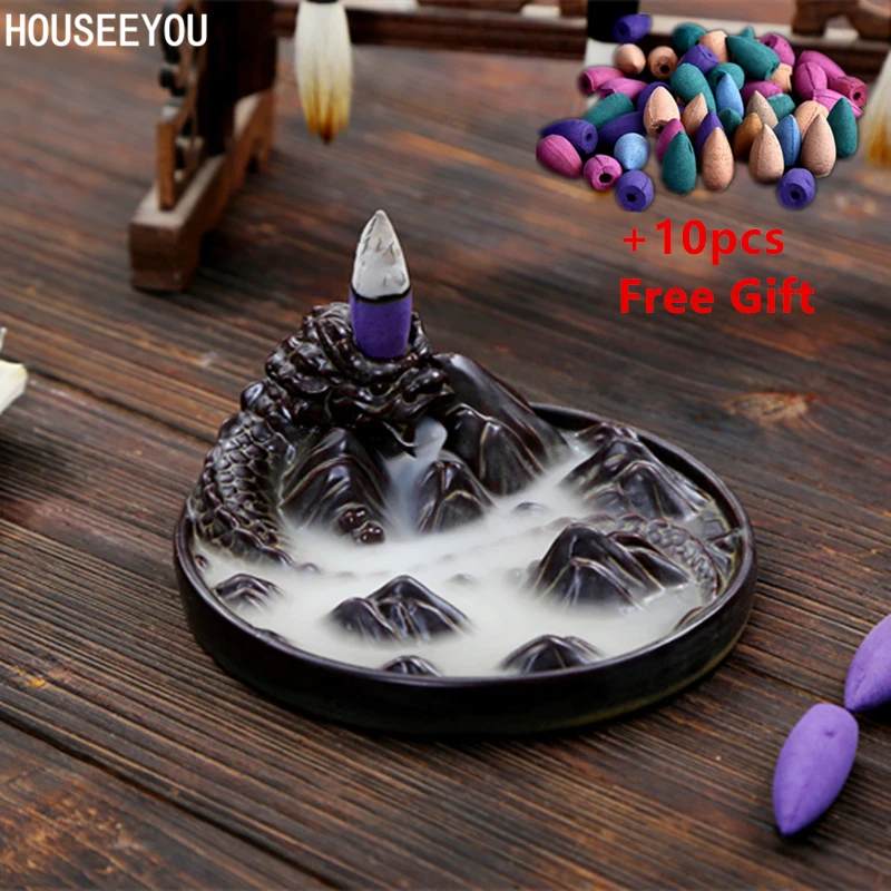 Керамическая горелка для благовоний черный дракон|incense burner|home decorcoil incense burner |