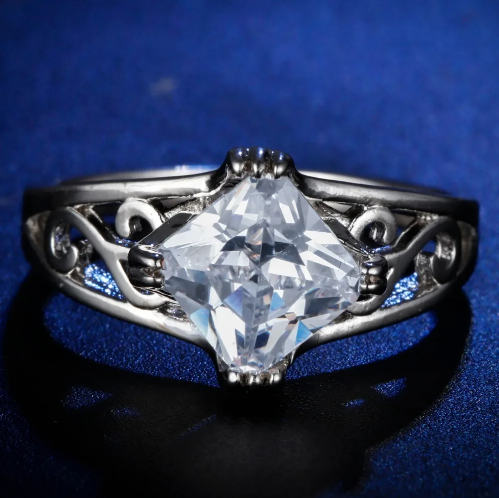 

Original Design Handmade cz unique style top quality princess cut Ring Cubic Zirconia Hot Ins sterling silver 925