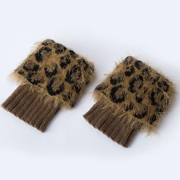 Big Girl's Button-Down вязаные леопардовые лоскутные меховые гетры анти-холодный и модный Декор Зимние гетры