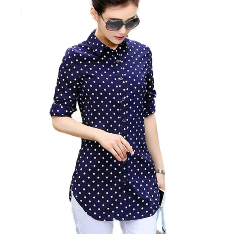 

Spring autumn work Shirt Women plus size Blouse Long Sleeve blouses Shirts Dot Blusas Femininas Womens business wear Tops ZZ096