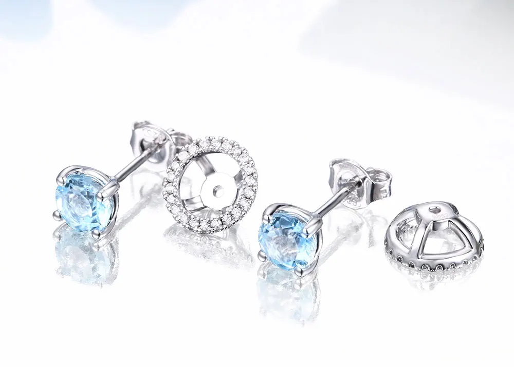 silver blue topaz earrings CAE01986SD-1 (8)