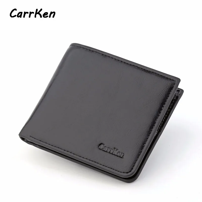 

2018 New Men'S Short Wallets Wax Pu Leather Horizontal Zipper Wallet Vertical Section Multi-Card Holder Money Wallet Coin Purse
