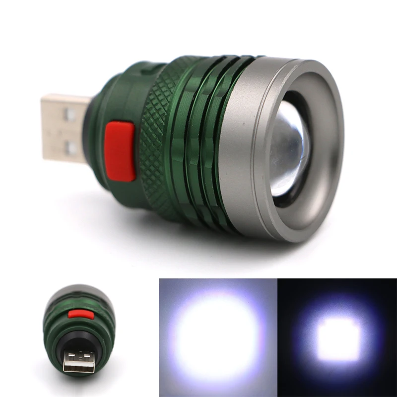 

Portable USB LED Flashlight MINI Zoomable 3 Modes USB Flash Tight Torch Lanterna Light Weight Pocket Light for Indoor /Outdoor
