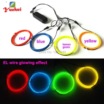 

2.3mm 1Meter x 4pieces multicolor flexible EL wire rope tube Neon glowing light tuve for DIY Dance festival party decoration